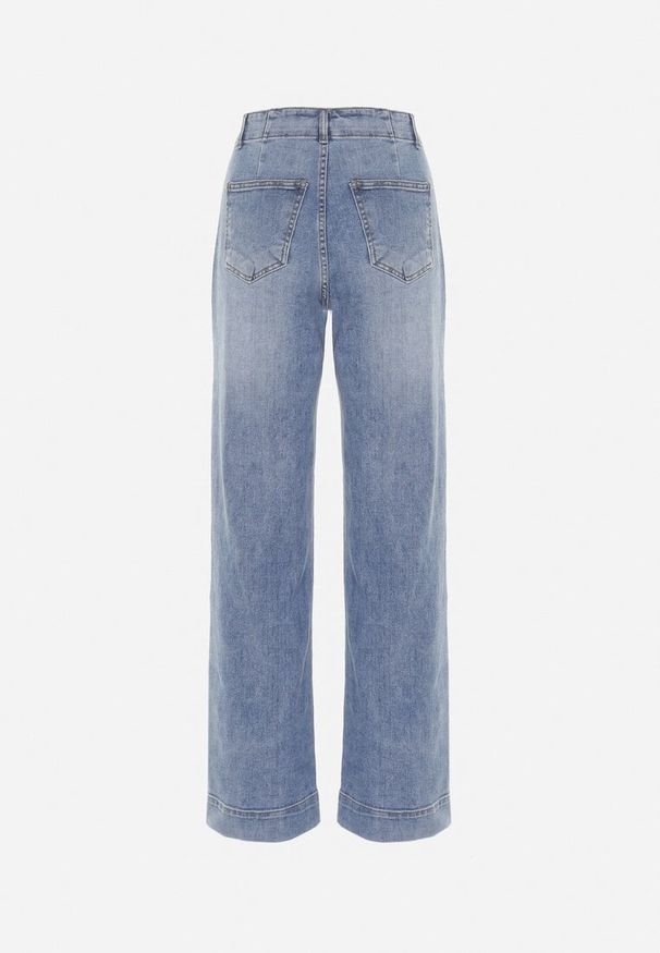 Born2be - Niebieskie Jeansy o Szerokim Kroju ze Wsuwanymi Kieszeniami z Przodu Deladwen. Okazja: na co dzień. Kolor: niebieski. Styl: casual, klasyczny, retro