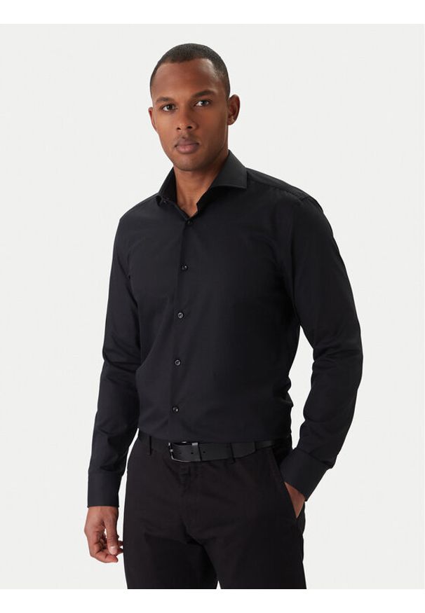 BOSS Koszula H-Hank 50550925 Czarny Slim Fit. Kolor: czarny. Materiał: bawełna