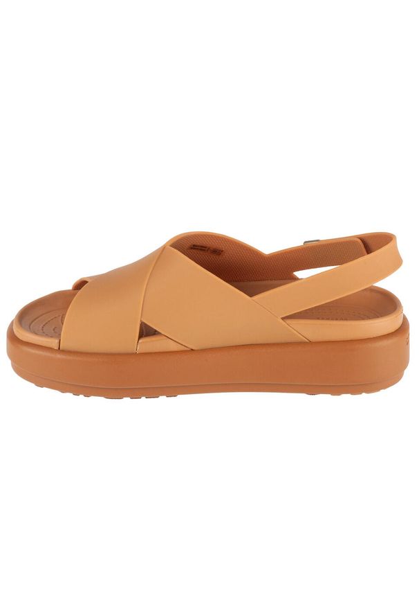 Buty do chodzenia damskie Crocs Brooklyn Luxe Strap. Zapięcie: rzepy. Kolor: brązowy. Materiał: guma, syntetyk, materiał. Sezon: lato. Sport: turystyka piesza