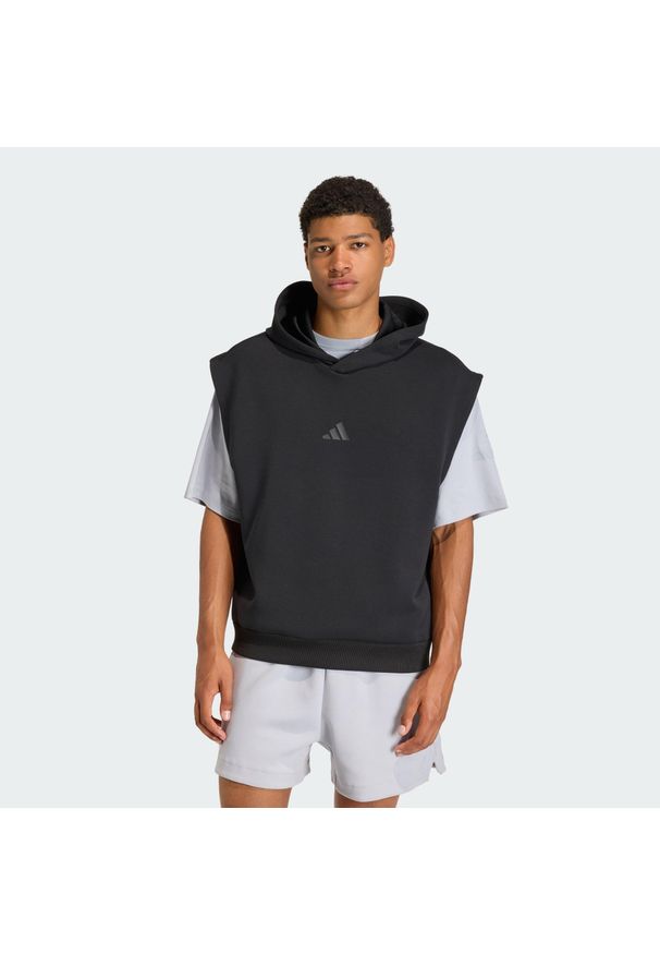 Adidas - Kamizelka Soft Lux Hooded. Typ kołnierza: kaptur. Kolor: czarny. Wzór: geometria. Sport: fitness