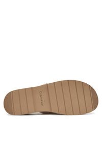 Calvin Klein Klapki Lug Sandal Double T Su HM0HM01800 Brązowy. Kolor: brązowy. Materiał: skóra, zamsz #6