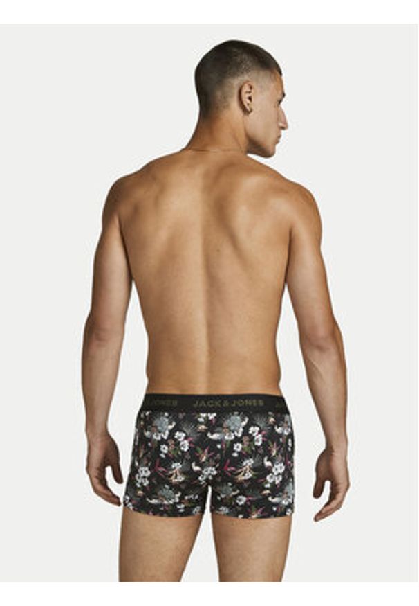 Jack & Jones - Jack&Jones Komplet 3 par bokserek Flower 12194284 Czarny. Kolor: czarny. Materiał: syntetyk