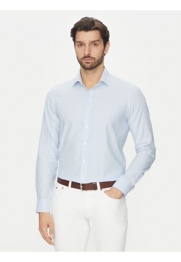 Michael Kors Koszula MK0DS01408 Błękitny Slim Fit. Kolor: niebieski. Materiał: bawełna