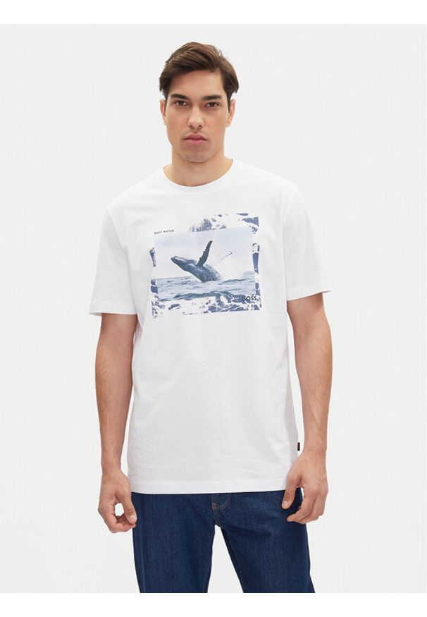 BOSS T-Shirt Te_Dunetrace 50539187 Biały Regular Fit. Kolor: biały. Materiał: bawełna