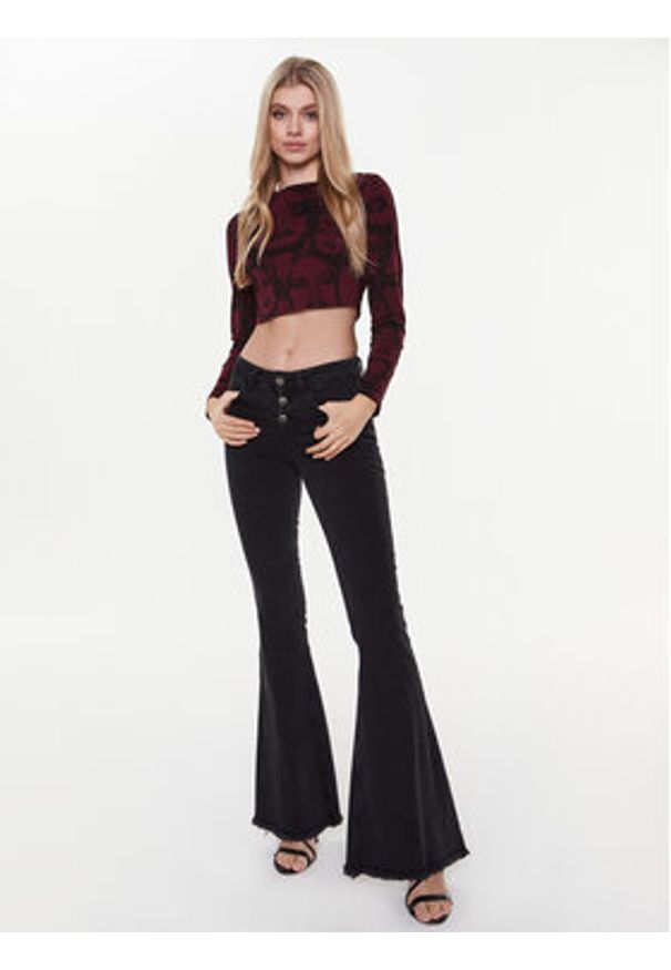 Guess Bluzka W3RI58 KA0Q3 Bordowy Slim Fit. Kolor: czerwony. Materiał: bawełna