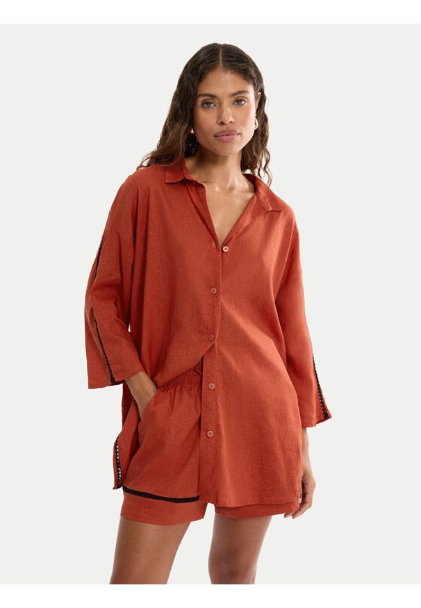 Triumph Koszulka piżamowa Summer Wear 10227228 Pomarańczowy Regular Fit. Kolor: pomarańczowy. Materiał: wiskoza