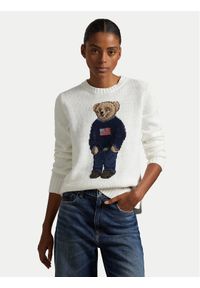 Polo Ralph Lauren Sweter 211978359001 Biały Relaxed Fit. Typ kołnierza: polo. Kolor: biały. Materiał: bawełna