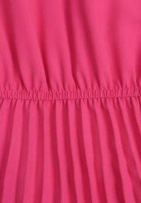 Born2be - Ciemnoróżowa Sukienka Rozkloszowana Midi z Plisowanym Dołem Sabara. Okazja: na co dzień. Kolor: różowy. Materiał: skóra. Styl: casual. Długość: midi #8