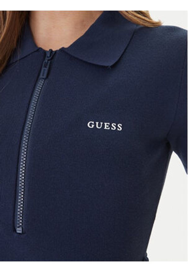Guess Sukienka dzianinowa V6RK08 Z4642 Granatowy Slim Fit. Kolor: niebieski. Materiał: syntetyk
