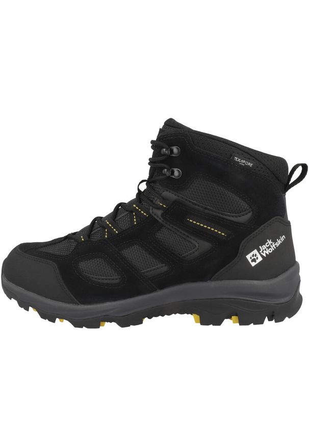 Buty trekkingowe męskie Jack Wolfskin Vojo 3 Texapore Mid. Kolor: czarny. Materiał: tkanina, syntetyk, materiał, skóra, guma. Szerokość cholewki: normalna. Sport: turystyka piesza