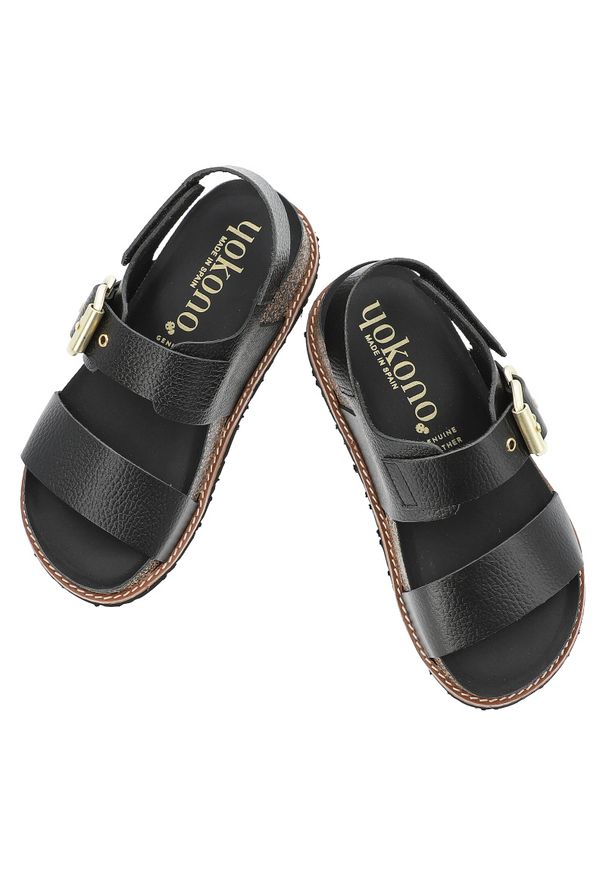 Czarne Sandały Yokono Modne Obuwie Damskie Ze Skóry Naturalnej. Okazja: na co dzień. Zapięcie: klamry. Kolor: czarny. Materiał: skóra. Wzór: paski. Sezon: lato. Obcas: na platformie. Styl: klasyczny, casual, elegancki