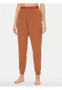 Calvin Klein Underwear Spodnie piżamowe 000QS7004E Brązowy Regular Fit. Kolor: brązowy. Materiał: bawełna
