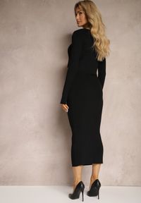Renee - Czarny Komplet Prążkowany z Bawełną Dopasowana Spódnica Top i Kardigan na Guziki Daisanne. Kolor: czarny. Materiał: bawełna, prążkowany