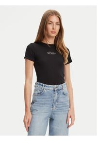 Guess Jeans T-Shirt W5YP37 KA0H1 Czarny Slim Fit. Kolor: czarny. Materiał: bawełna