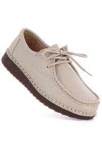 Skórzane półbuty damskie mokasyny sznurowane beżowe Artiker 58C1519. Kolor: beżowy. Materiał: skóra #1
