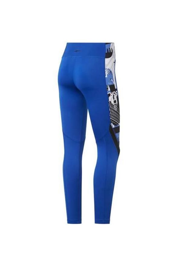 Spodnie treningowe damskie Reebok Wor Myt Aop Tight. Kolor: niebieski