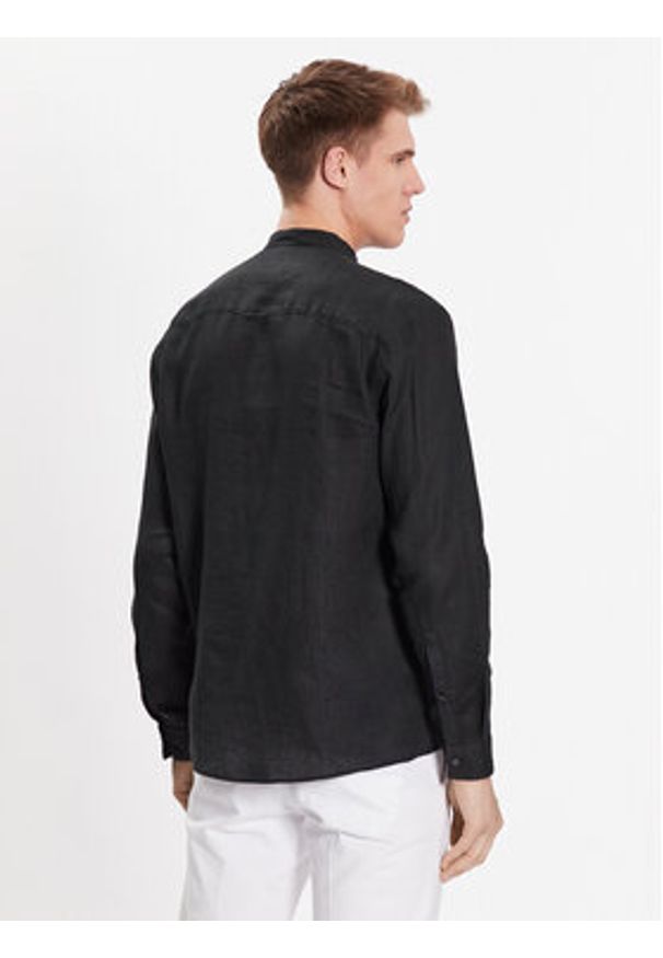 Hugo Koszula 50490740 Czarny Slim Fit. Kolor: czarny. Materiał: len