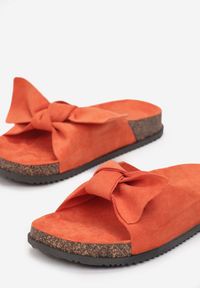 Renee - Pomarańczowe Klapki Aglalacia. Nosek buta: otwarty. Kolor: pomarańczowy. Materiał: materiał. Wzór: kwiaty, aplikacja. Sezon: lato #6