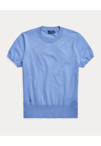 Ralph Lauren - RALPH LAUREN - Niebieski sweter z krótkimi rękawami Straight fit. Typ kołnierza: polo. Kolor: niebieski. Materiał: materiał. Długość rękawa: krótki rękaw. Długość: krótkie