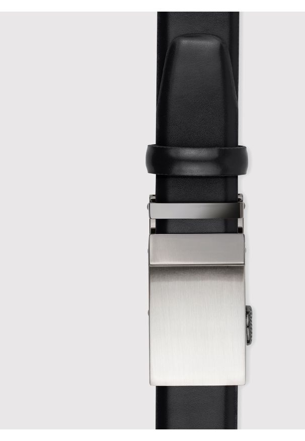 Pako Lorente - PAKO LORENTE - Czarny pasek męski z automatyczną klamrą. Kolor: brązowy, czarny. Materiał: skóra. Styl: elegancki