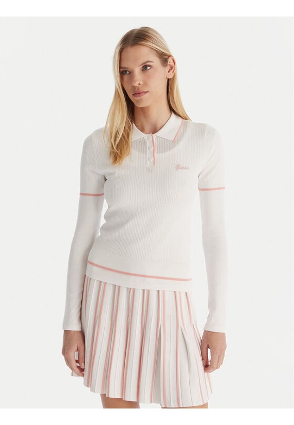 Guess Polo V5GP00Z3D60 Biały Slim Fit. Typ kołnierza: polo. Kolor: biały. Materiał: wiskoza