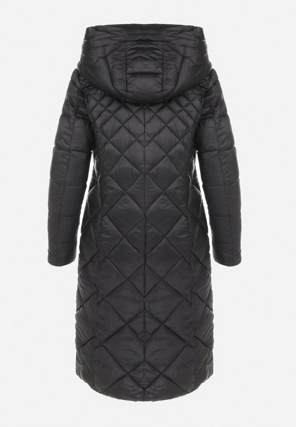 Born2be - Czarna Kurtka za Kolano Pikowana Viphee. Kolor: czarny. Materiał: materiał. Sezon: jesień, zima