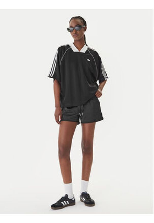 Adidas - adidas T-Shirt 3-Stripes Jaquard KD2904 Czarny Oversize. Kolor: czarny. Materiał: syntetyk