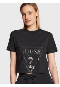 Guess T-Shirt Adele V2YI06 K8HM0 Czarny Regular Fit. Kolor: czarny. Materiał: bawełna