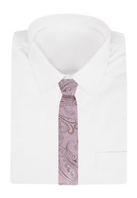 Męski Krawat - Blady Róż, Duży Wzór Paisley - Alties. Kolor: różowy. Materiał: tkanina. Wzór: paisley. Styl: elegancki, wizytowy #2