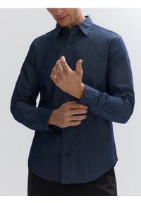 Reserved - Bawełniana koszula slim fit - indigo jeans. Materiał: jeans, bawełna
