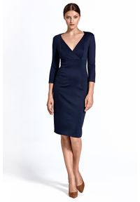 Colett - Elegancka dopasowana ołówkowa sukienka nowoczesny dekolt. Materiał: nylon. Typ sukienki: ołówkowe. Styl: elegancki #2