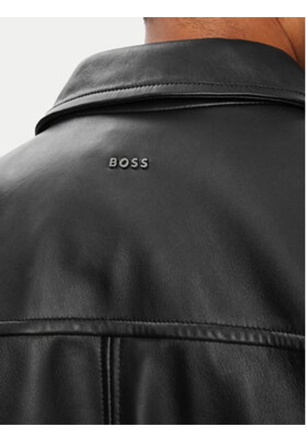BOSS Kurtka skórzana Joban 50562532 Czarny Regular Fit. Kolor: czarny. Materiał: skóra