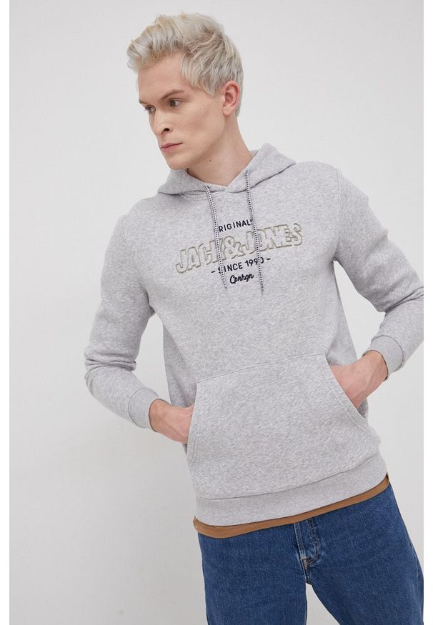 Jack & Jones - Bluza. Okazja: na co dzień. Kolor: szary. Wzór: aplikacja. Styl: casual