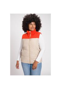 ULLA POPKEN - Damskie Pikowana kamizelka pluszowy polar stójka dwukierunkowy suwak. Typ kołnierza: kołnierzyk stójkowy. Kolekcja: plus size. Kolor: beżowy. Materiał: poliester, materiał. Sport: turystyka piesza #1