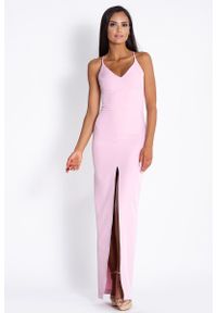 Dursi - Różowa Elegancka Maxi Sukienka na cienkich Ramiączkach. Kolor: różowy. Materiał: poliester, elastan. Długość rękawa: na ramiączkach. Styl: elegancki. Długość: maxi #1