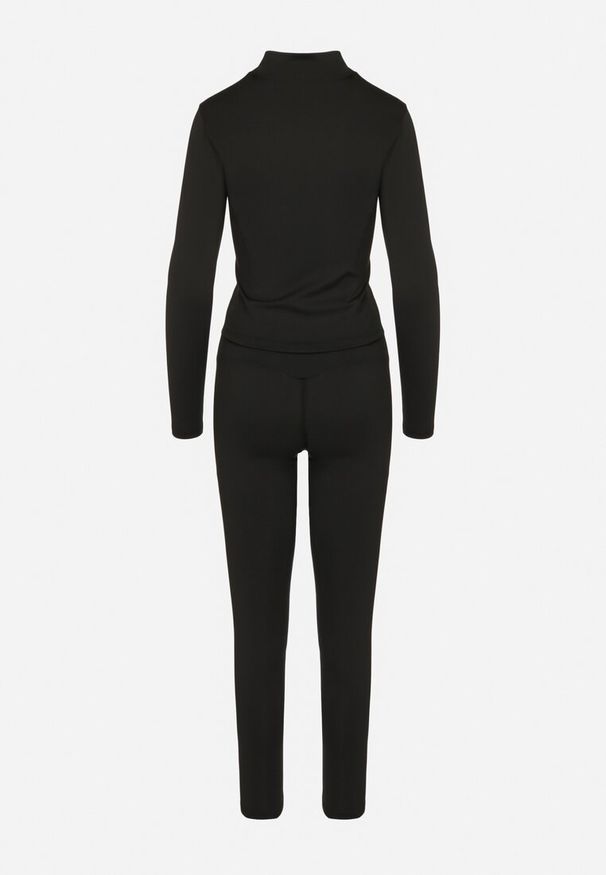 Born2be - Czarny Komplet Sportowy Bluza z Wycięciem na Kciuk i Legginsy Redinelle. Kolor: czarny
