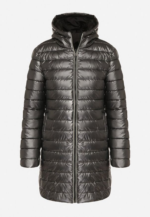 Born2be - Czarna Pikowana Kurtka Dwustronna z Kapturem Alarrise. Okazja: na spacer. Typ kołnierza: kaptur. Kolor: czarny. Materiał: skóra, jeans. Wzór: gładki