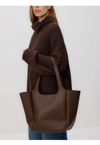 Reserved - Torebka shopper - ciemnobrązowy. Kolor: brązowy. Materiał: skórzane #1