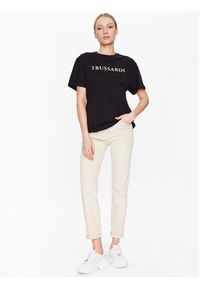 Trussardi Jeans - Trussardi T-Shirt Lettering Print 56T00565 Czarny Regular Fit. Kolor: czarny. Materiał: bawełna. Wzór: nadruk #3