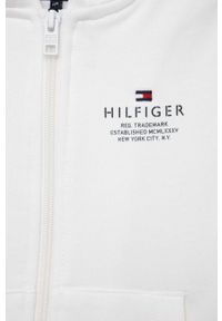 TOMMY HILFIGER - Tommy Hilfiger bluza dziecięca kolor biały z kapturem z nadrukiem. Typ kołnierza: kaptur. Kolor: biały. Materiał: bawełna. Wzór: nadruk #3