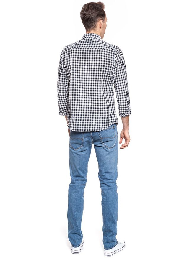 Lee - LEE SPODNIE MĘSKIE DAREN ZIP FLY BLUE USED FE L707HDBZ 112118165. Wzór: aplikacja