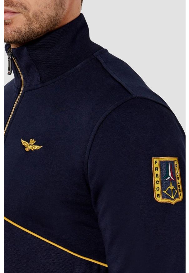 Aeronautica Militare - AERONAUTICA MILITARE Granatowa bluza męska Embroidered Color-block. Kolor: niebieski