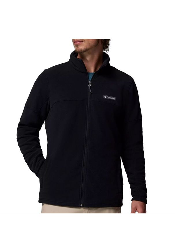 columbia - Bluza męska Columbia Basin Trail III Full Zip 1907753010 - czarna. Kolor: czarny. Materiał: polar, poliester. Wzór: napisy, haft, aplikacja. Styl: klasyczny