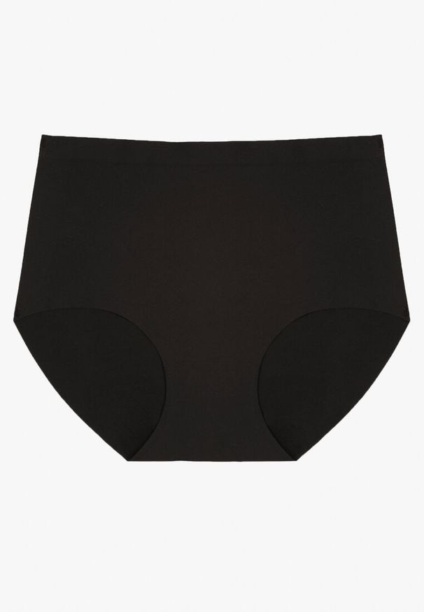 Born2be - Czarne Majtki Bezszwowe Typu Figi z Wysokim Stanem Doliressa. Stan: podwyższony. Kolekcja: plus size. Kolor: czarny. Materiał: jeans