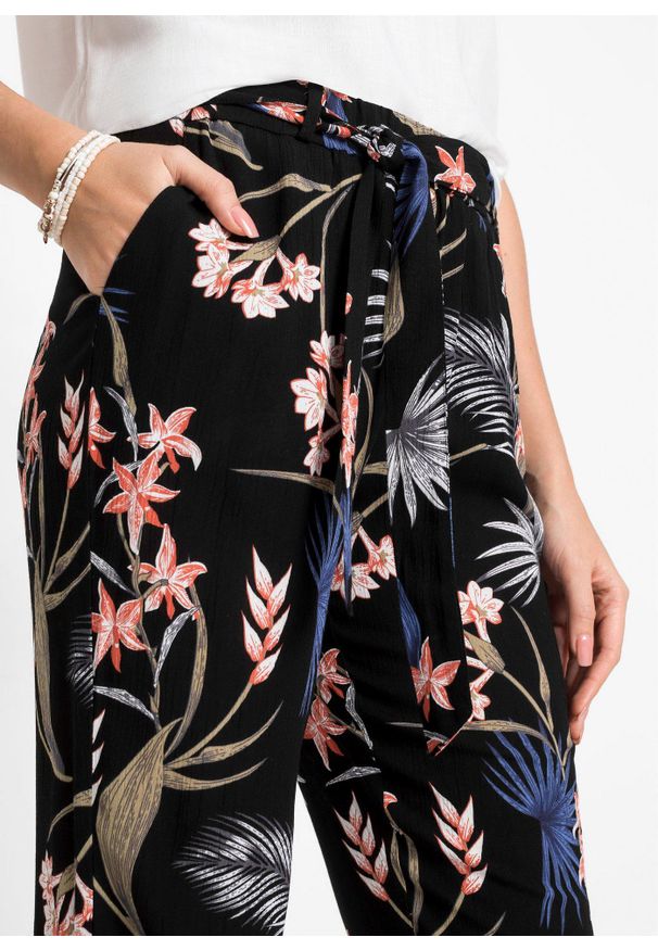 bonprix - Szerokie spodnie. Kolor: czarny. Materiał: materiał