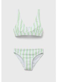 Roxy dwuczęściowy strój kąpielowy dziecięcy kolor zielony. Kolor: zielony. Materiał: poliester, dzianina. Rodzaj stanika: odpinane ramiączka