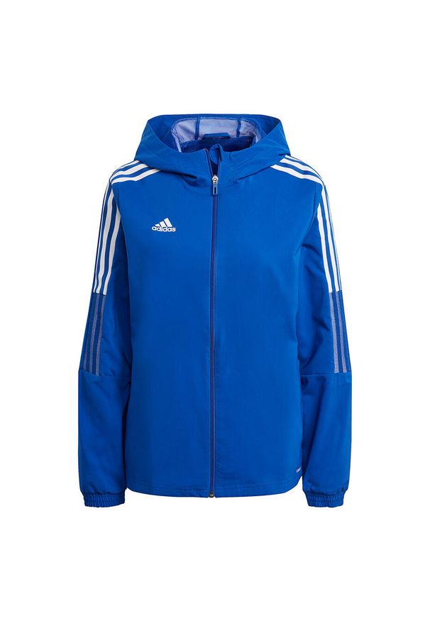 Adidas - Kurtka piłkarska damska adidas Tiro 21 Windbreaker. Kolor: niebieski, wielokolorowy, biały. Sport: piłka nożna