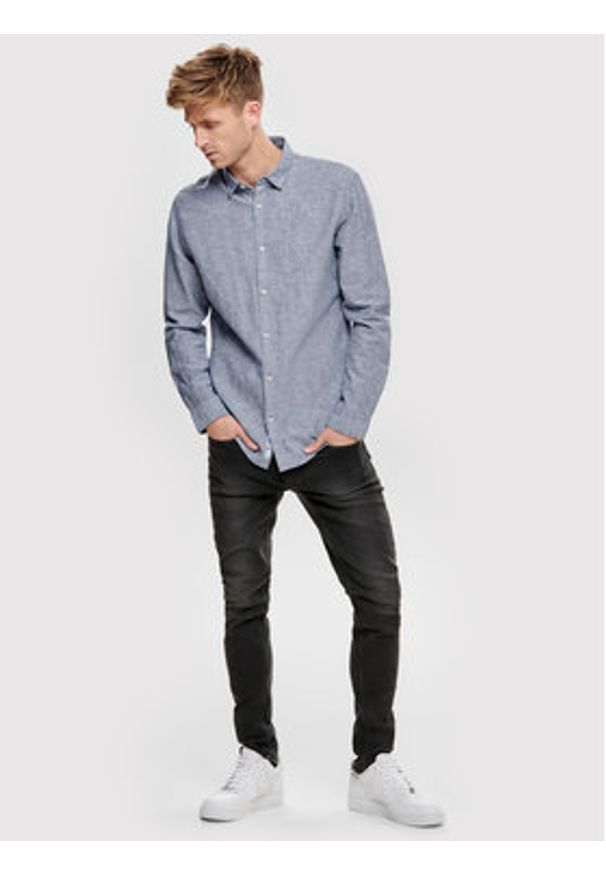 Only & Sons Koszula Caiden 22012321 Niebieski Slim Fit. Kolor: niebieski. Materiał: bawełna