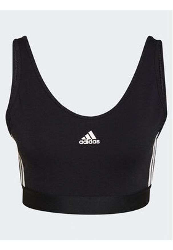 Adidas - adidas Koszulka techniczna Essentials 3-Stripes Crop Top With Removable Pads GS1343 Czarny. Kolor: czarny. Materiał: bawełna