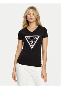 Guess T-Shirt W5RI21 J1314 Czarny Regular Fit. Kolor: czarny. Materiał: bawełna